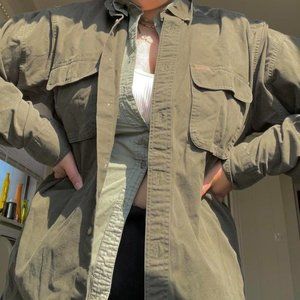 oversized green khaki b3lla swan style button up jacket